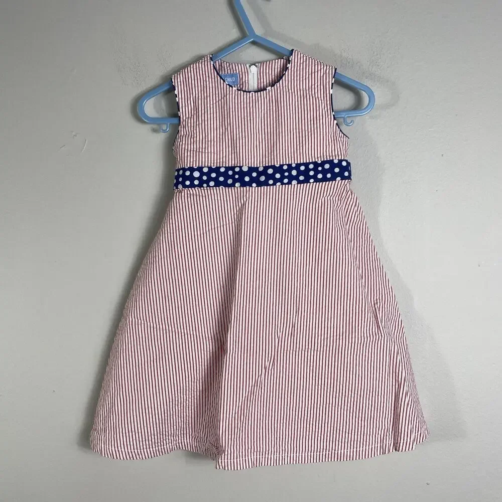 Mondays Child Girls Size 18M Sleeveless Dress Red White Stripes Sundress